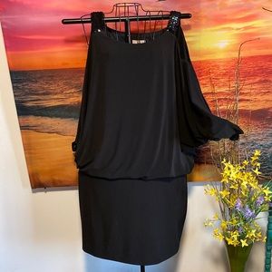 Black batwing dress w shoulder cutouts